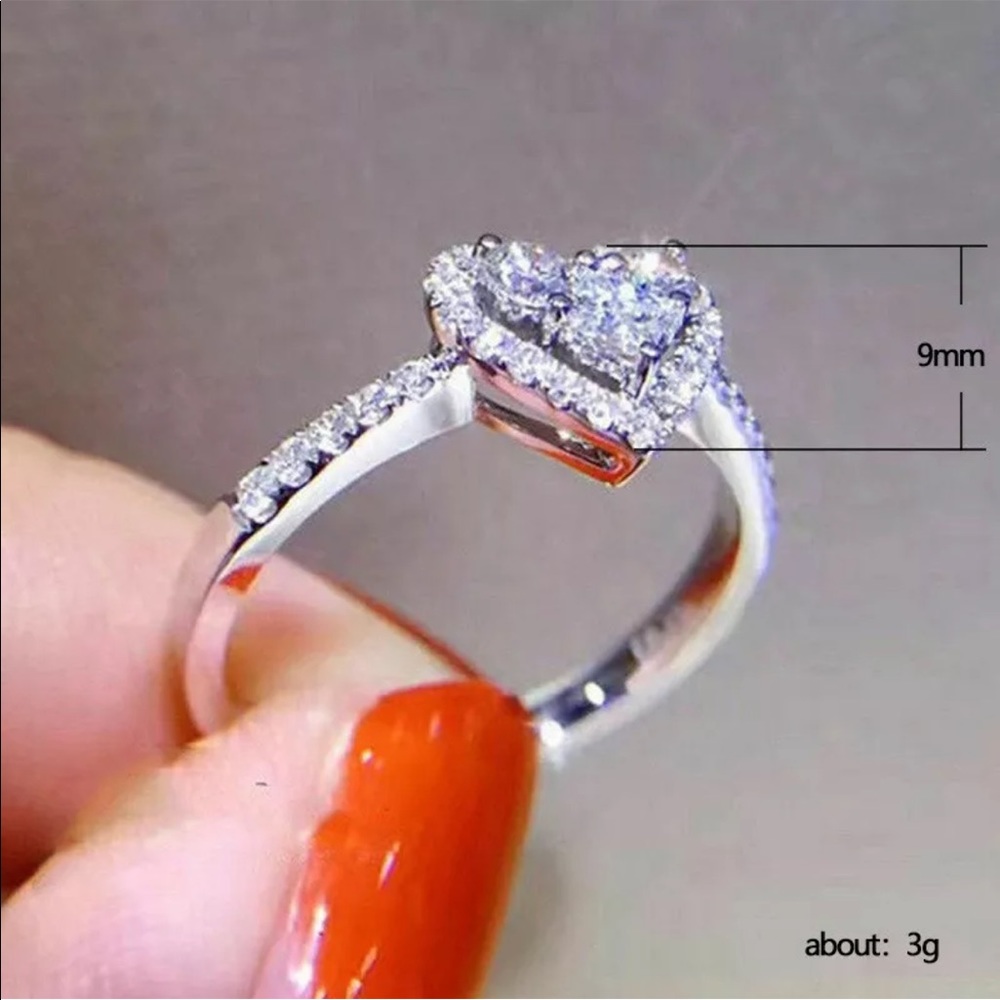 💍925 silver heart white sapphire love ring 💍 - Picture 3 of 6